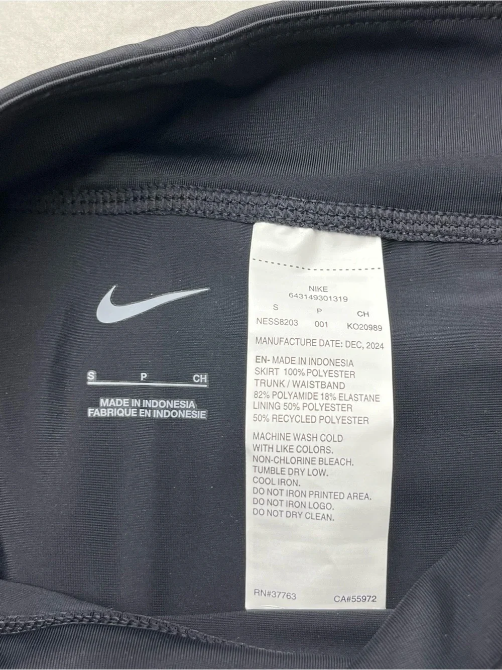 Nike Black Women's Swim Skort with White Swoosh Size Small New with Tags